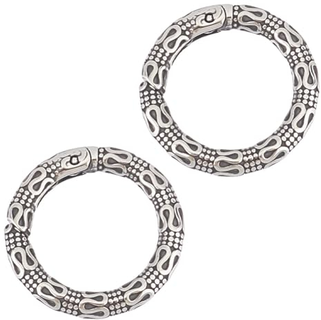 UNICRAFTALE 2 Stk Federtorringe Tibetischen Stil Antikes Silber Edelstahl Strukturierte Schnappverschlüsse 22mm O Ring Karabinerhaken Schlüsselanhänger Schnalle Für Taschen Geldbörsen Schultergurte