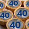 24 40th blue grey silver edible birthday party Cupcake Cake Toppers Wafer Rice Paper precut decoration