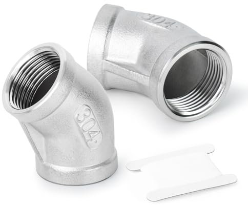 ERGAOBOY 2 pièces Connecteur femelle 1 fractionnaire vers femelle 304 Stainless Steel 45 degrés pour connexion de tuyaux