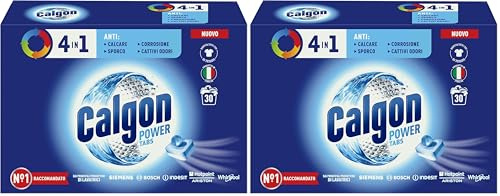 Calgon Powerball Tabs Anticalcare Lavatrice, 2 Confezioni da 30 Pastiglie Anticalcare