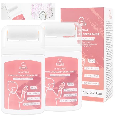 2 Pièces Brosse Roulante de Réparation de Mur 200ml Retouche Peinture Blanc Mur, Petit Rouleau Peinture avec Pâte Murale de Réparation de Peinture Murale pour Réparer Fissures et Graffitis sur murs