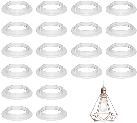YJFY 20 anillos de rosca para portalámparas con dos roscas, resistentes al calor, práctico para pantalla de lámpara o pantalla de cristal (blanco, E27-Ø39 mm orificio interior)