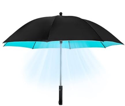 Parapluie 3 en 1 avec ventilateur Parapluie de ventilateur de brumisation portable avec protection UV Parapluie de ventilateur d'ombre de brumisation Parapluie de soleil UV avec ventilateur Pare-solei