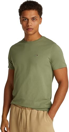 Tommy Jeans Herren T-Shirt Kurzarm Jersey Tee Slim Fit, Grün (Aruba Green), L