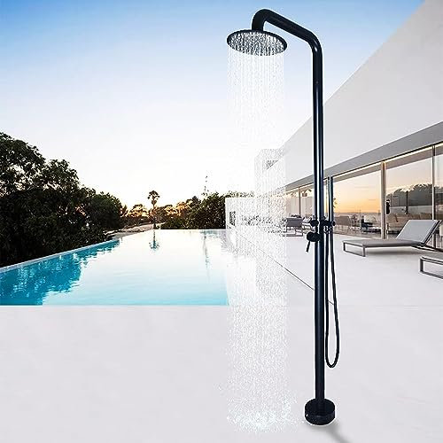 solardusche Garten Außendusche Mit Körperdüsen Und Handbrausen, Gartendusche Aus Edelstahl for Den Außenbereich Am Pool, Auf Der Terrasse, Im Spa-Bereich, Mattschwarz