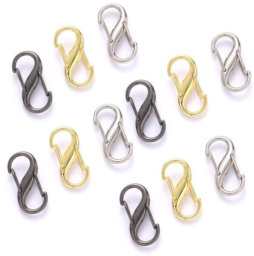 Anti-Theft Zip Clips, 12 Pieces S Carabiner Zip Replacement Slider Metal Double Carabiner Small Double Spring S Backpack Clip for Backpack Camping Outdoor