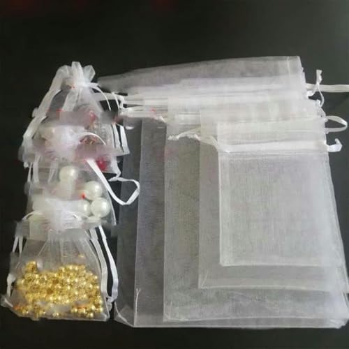 SUOCMG 1000 Stück/Los weiße Organzabeutel mit Kordelzug, Beutel für Schmuckverpackungen, Garnbeutel, 30 x 40 cm