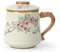 fanquare Tazza da Tè in Ceramica con Infusore e Coperchio Tazze da Tè Cinesi a Fiori Beige Grande Tazza per la Macerazione del Tè per Viaggi Casa 450ml
