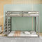 Soweiz Kinderbett Hochbett mit Sicherheitsleiter, Etagenbett aus Massivholz mit Lattenrost geeignet für Kinder, Jugendliche und Erwachsene 140x200cm (Grau)