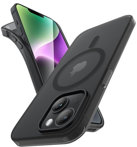 JETech Matte Case for iPhone 14 6.1-Inch Compatible with MagSafe, Non-Yellowing and Anti-Fingerprint, Shockproof Translucent Frosted TPU Soft Phone Cover (Midnight)