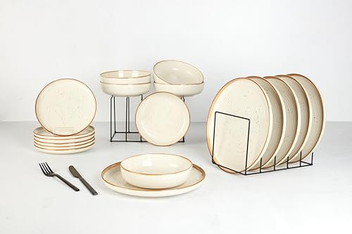 Cosy & Trendy Service de table en Grès Baltic, vanille, 18 pièces, 6 personnes