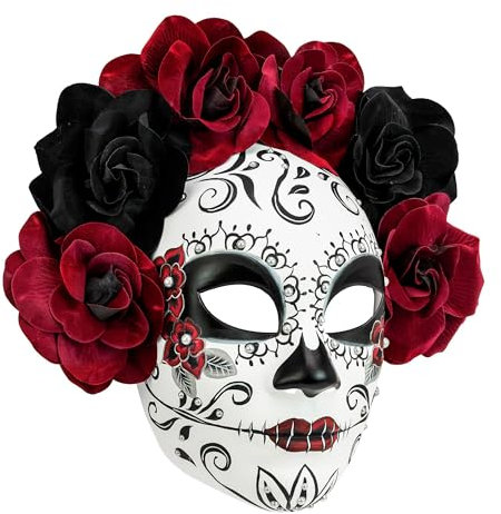 W WIDMANN MILANO Party Fashion 08462 - Maske Dia de Los Muertos mit Rosen, Accessoire für Day of the Dead, Halloween