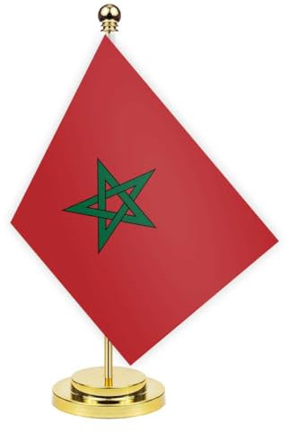 Drapeau de Bureau Maroc, 30 cm Grand Petit Peuple Marocain Bannière Populaire Marocain en Plein Air, Minuscule Impression Décor pour Bureau Maison Table Bureau Moroc