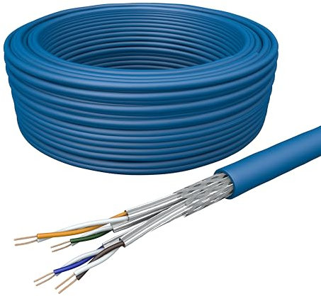 Draka Netzwerkkabel Patchkabel LAN Kabel Flexibel Cat 7 S/FTP PiMF LSZH Halogenfrei AWG 26/7 Installationskabel Datenkabel PoE 100% Kupfer UC900 Flex 10Gbit/s (Gelb, 100m)