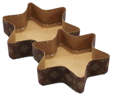MA MAISON 10 Stampi per Dolcia Forma di Albero 750 gr - Stella 500 gr Quantità Max Impasto, Stampo a Forma Natalizia, Carta da Forno, Colore beige (10 Pz - Stella -500 gr)