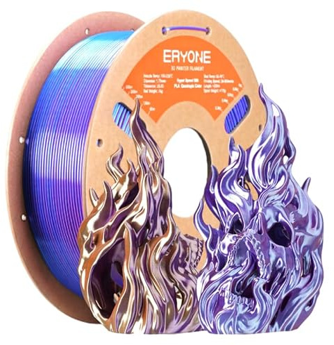 ERYONE HS Seide Vierfarbiges PLA-Filament für 3D-Drucker, 1,75 mm +/-0,03mm, Hyper Speed Coextrusion Filament PLA Shiny 1kg, Electrical Night (Neonviolett & Hellblau & Neonpink & Neongelb)