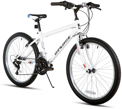 HH HILAND 24 inch Mountain Bike for Men and Women, 18 Speeds High-Carbon Steel Frame, Sport Cycling MTB Bicycle for Adult, White