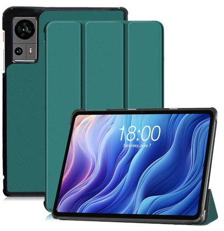 Custodia per TECLAST T60 Tablet 12 pollici, con Auto Wake/Sleep Pieghevole Trifold Stand Soft TPU Shell posteriore per TECLAST T60 Tablet 12 pollici (verde nerastro)