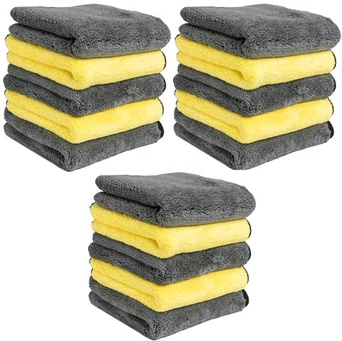 Pro-Kleen Microfibre Cloths 1000GSM 40 x 40cm Cleaning Drying Streak Clean Towel Cloth For Car, Vehicle Or Home, 15 Super Thick Commercial Professional Grade Cloths (15 pack)