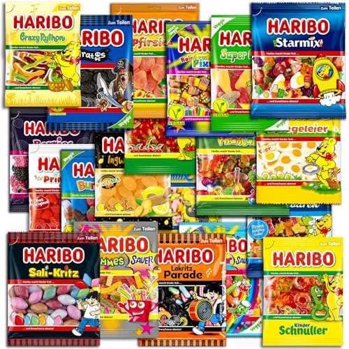 20er Set Haribo Mischung Überraschungspaket/Mischpaket/Partypaket/Fruchtgummi/Lakritz und Schaumzucker 20 x 160-175g