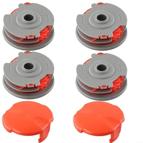YUETTYY Replacement Grass Strimmer Spool Line for Flymo Contour 500 Power Plus 500 & 500XT - Autofeed Grass Trimmer Wire String and Decker,2*Spool Cover Cap 4*Spool Line