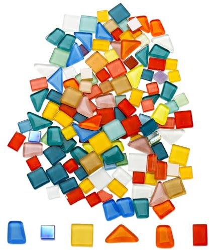 Nurila Mosaik Steine, Bunte Mosaiksteine 200g, Mosaik Bastelset Kinder Crystal Freestone Full Mix für Heim Deko, Fotorahmen, Blumentöpfe, Spiegel & Kunsthandwerk Badezimmer (Mix Color Series)