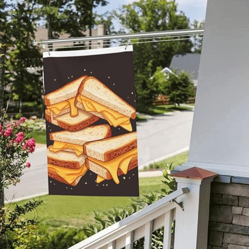 2 x 91 cm große Flaggen für draußen, lustige Banner, Käse, Sandwiches, Gartenflagge, doppelseitiger Druck, Hofflagge, Willkommensgartenbanner für Zuhause, Rasen, Innen- und Außenbereich, Dekorflaggen