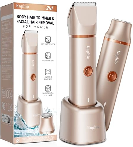 Bikini Trimmer for Women Pubic Hair: 2 in 1 Electric Razors for Women - Rechargeable Electric Shaver - IPX7 Waterproof Lady Shaver for Travel & Shower Use in Summer (Rose Gold)