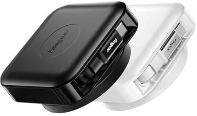 Fasgear Câble USB C rétractable 60 W, 110 cm, fixe 90 cm, extensible, unilatéral, PD/PPS, support de bureau, rotation à 360°, retour automatique, pour i-Phone16/17/i-Pad/Mac-Book/Samsung (noir et
