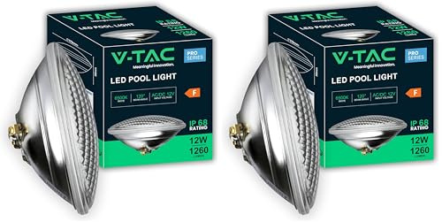 V-TAC Lampe LED pour Piscine 25W – PAR56 – Lampe en Verre Antichoc pour l'Éclairage de Piscines et Fontaines – 2850 Lumen – Lumière Subaquatique – Économie d'Énergie – IP68 – Blanc Froid (Lot de 2)