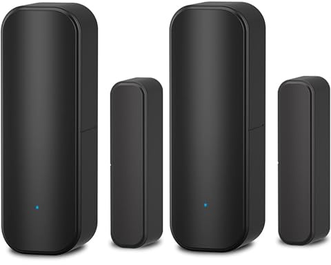 2 sensores de puerta WiFi Smart Tuya para puertas y ventanas, alarma en tiempo real compatible con Alexa/Google Assistant para seguridad doméstica (negro)