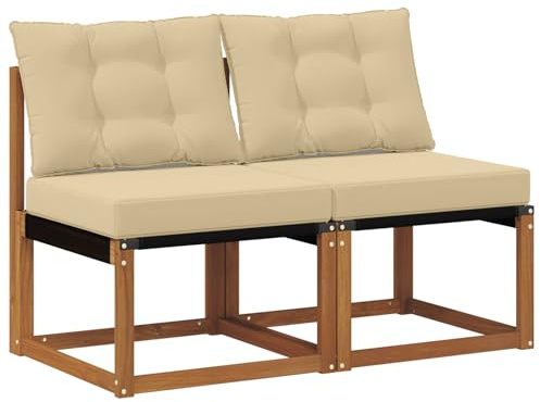 vidaXL 2 Stück Outdoor Mittelsofa, Balkonmöbel, moderner Stil, langlebiges Design, wetterfeste Akazie, multifunktional für den Garten