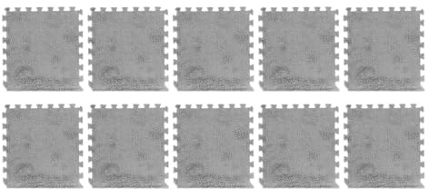 Ineinandergreifende Plüsch-Schaumstoffmatte 10 Stück Plüsch-Schaumstoff-Bodenmatte, verhindert EIN Verrutschen, schneidbare, verdickte, ineinandergreifende Teppichfliesen for Schlafzimmer(Grey)