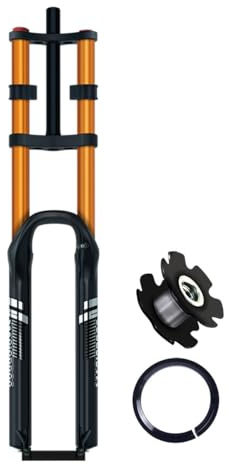 YADZISW Forcella per Mountain Bike da 26/27,5/29 Pollici, Sospensione, Freno a Disco Anteriore, Doppia Spalla, Downhill, ad Aria, Escursione rettilinea di 28,6 mm, Perno Passante da 180 mm