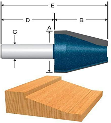 Bosch 84520M Fraise à défoncer verticale à pointe biseautée en carbure de tungstène 3,8 cm de diamètre 1,27 cm