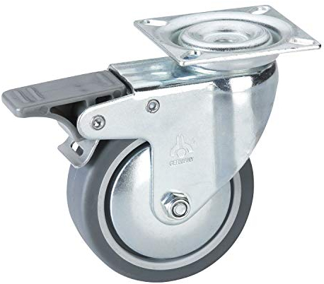 Dörner + Helmer 771511C Lenkrolle mit Anschraubplatte, 100x25mm/Platte 60x60mm, mit Feststellung