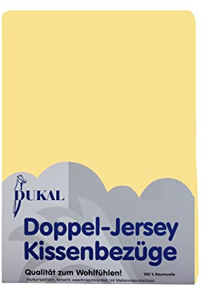 Dukal | Kissenbezug 40 x 40 cm | aus hochwertigem DOPPEL-Jersey | 100% Baumwolle | Farbe: gelb