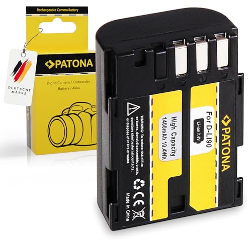 PATONA D-Li90 Batterie 1400mAh Compatible avec Pentax 645D K1 K-01 K3 K3 II K32 K3II K-3 Mark III K5 K-5 K52 K5II K-5 II K-5 IIs K7 K-7 DSLR DLi90 DLi 90 DLi-90 Battery Pack