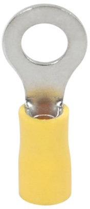 Terminali elettrici | Terminali a crimpare | Punta pre-isolata | Punte di cablaggio pre-isolate | Connettore elettrico | Terminale per cavo | Confezione da 10 capicorda rotonda pre|Isolee D.6mm Giallo