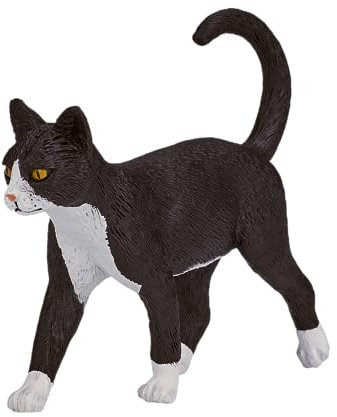 MOJO Dekofigur Katze, realistisch, handbemalt, Schwarz/Weiß