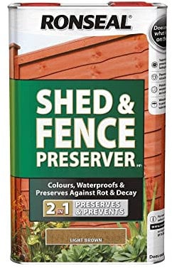 Ronseal RSLSFLB5L Shed and Fence Preserver - Light Brown, 5L (Pack of 1)