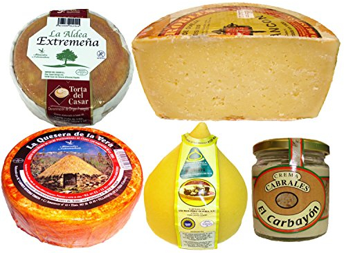 Lote de Quesos Surtidos, Puro de Oveja, Torta del Casar, Puro de Cabra, Tetilla y Crema de Cabrales.