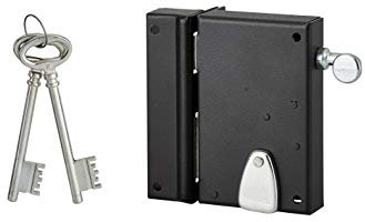 THIRARD - Serrure verticale en applique 4 gorges à tirage pour entrée, gauche, axe 40mm, carré 7mm, 70x110mm, noir, 2 clés