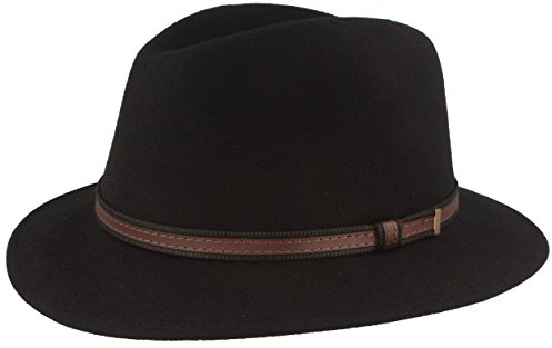 Breiter Outdoor Filz-Hut Trekking-Hut Wollhut aus 100% Wolle – Wasserabweisend & Faltbar – Mit Ledergarnitur - Für Herren & Damen
