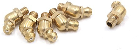 sourcingmap 6Pcs Brass M6x1mm Thread 45 Degree Grease Nipple Fitting for Car