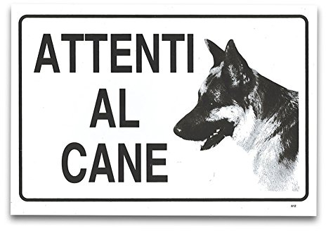 Cartello Segnaletico - Attenti al cane - 30cm x 20cm