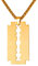 U7 18k vergoldet Rasierklinge Anhänger für Männer mit 50+5cm Weizenkette matte gebürstet Razor Blad Halskette Hip Hop Biker Punk Pendant Necklace Personalisiert Modeschmuck für Opa