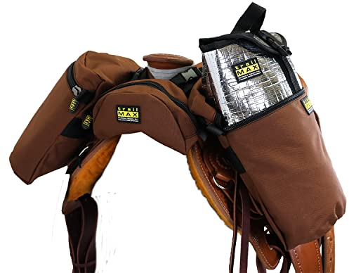 TrailMax Horn Satteltasche & Pommel Pocket Satteltasche Combo; Horn & Pommel Satteltasche Combo für Pferde; Satteltaschen für Western & Endurance Satteltaschen; Trail Riding Saddle Bags; Braun