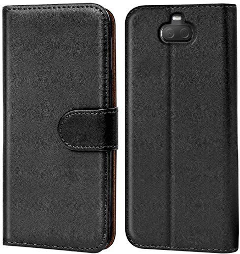 Verco Xperia 10 Hülle, Handyhülle für Sony Xperia 10 Tasche PU Leder Flip Case Brieftasche - Schwarz