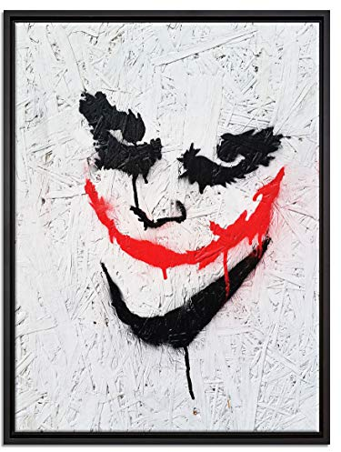 Pixxprint Böser Clown Leinwandbild 80x60 cm im Bilderahmen, Wandbild, Schattenfugenrahmen, Kein Poster